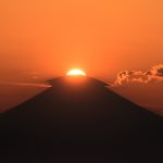 ダイヤモンド富士、笠雲取れず。